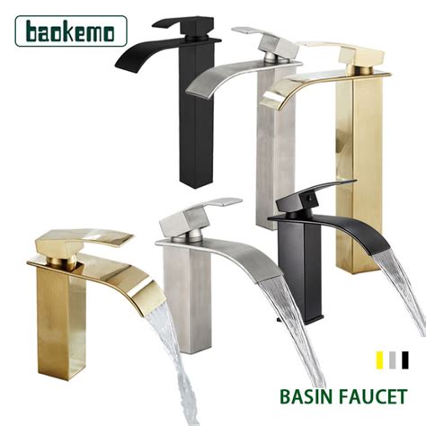 Black Paint Brushed Waterfall Bathroom Faucet Bathroom Basin Faucets Hot Cold Mixer Tap Lazada