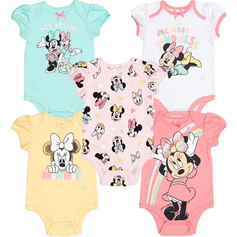 Disney Minnie Mouse Newborn Baby Girls 5 Pack Bodysuits Newborn to ...