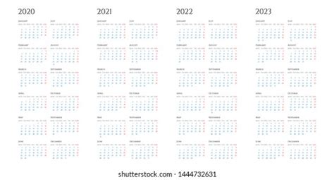 Simple Calendar 2021 2022 2023 Years Stock Vector Royalty Free