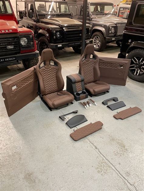 Chocolate Hex Leather Interior Cubby Recaro Seats For Land Rover Defender 90 110