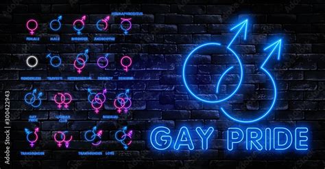 Big Set Neon Sign Lgbt Neon Signs Vector Design Template Gay Pride