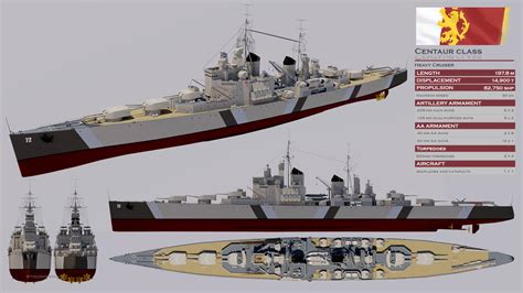 Centaur Class Heavy Cruiser Post 1941 Refit By Theocomm On Deviantart