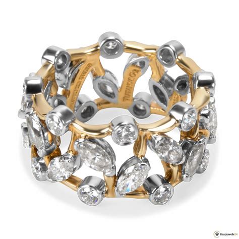 Tiffany Co Schlumberger Vigne Ring In Platinum 18K Yellow Gold