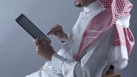 Saudi Man Holding Tablet Stock Photos Free Royalty Free Stock