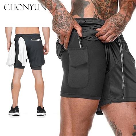 Bermuda Shorts De Corrida Masculino 2 Em 1 Calções Esportivos Secagem