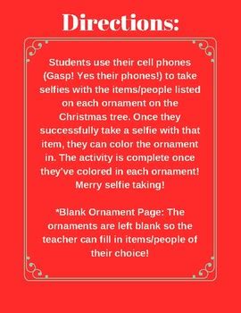 Holiday Selfie Scavenger Hunt By Brooke Whitley Tpt