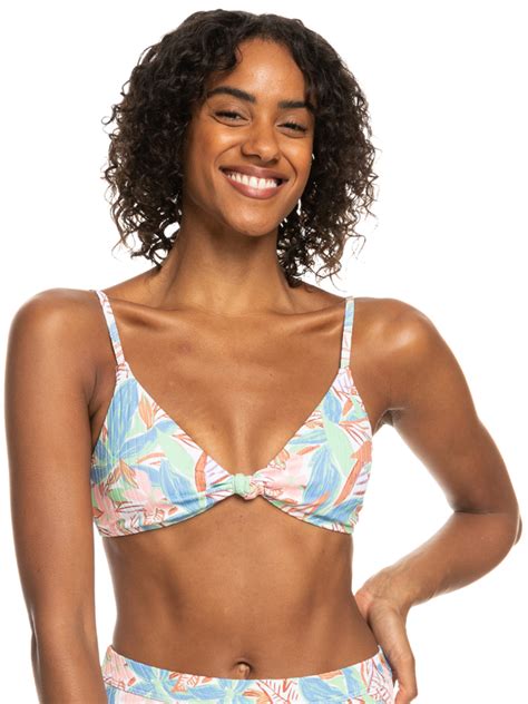 Roxy Love The Surf Knot Knot Triangle Bikini Top For Women Roxy