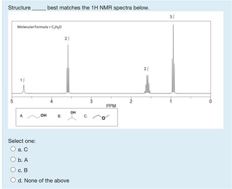 Solved Structure Best Matches The H Nmr Spectra Chegg