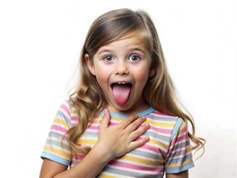 A Girl Making A Playful Face With Her Tongue Out And Hand On Her Heart