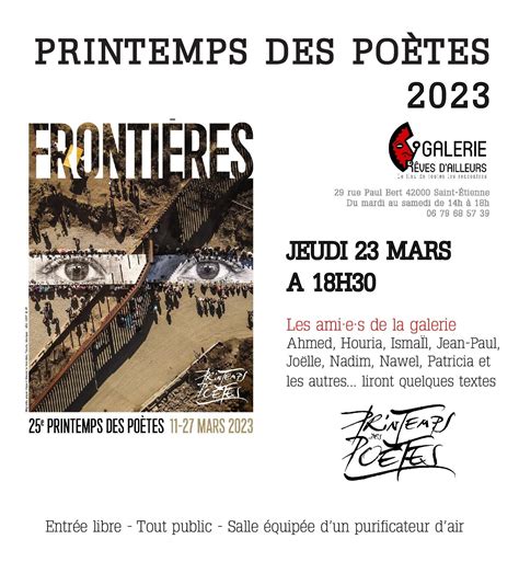 Le Printemps Des Poètes 2023 Acte Iii Ce Jeudi 23 Mars à 18h30