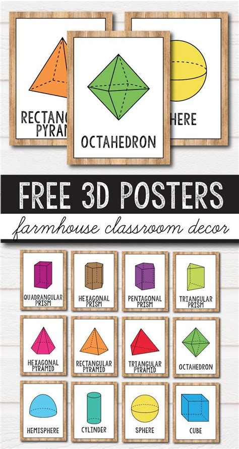 Free 2d Shape Posters 3d Shape Posters Farmhouse Classroom Decor