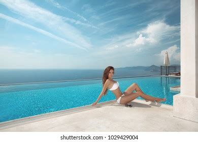Sexy Model White Bikini Sunbathing By Stock Photo 1035289666 Shutterstock