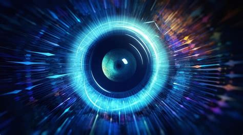 Premium AI Image Future Blue Eye Quantum Interface Linked Via