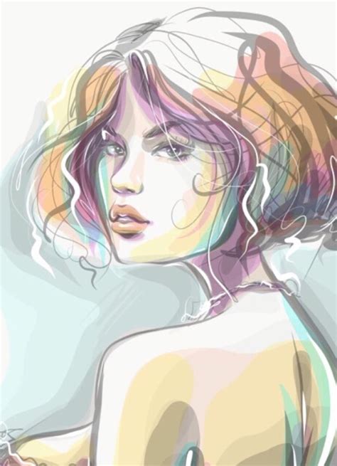 Artistic Female Body Abstract Drawing Nude Woman Line Drawing Naked Lady Digital Print Feminine