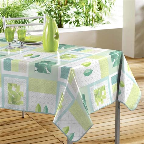 Nappe rectangulaire toile cirée L240 cm Natury Verte Linge de table