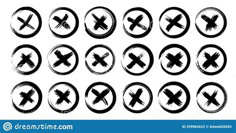 X Mark Brush Icon Set Grunge X Grunge Cross Brush Drawn X Symbol