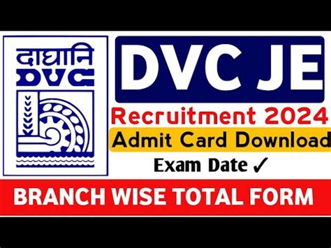 DVC JE Recruitment 2024 Branch Wise Category Wise Total Application