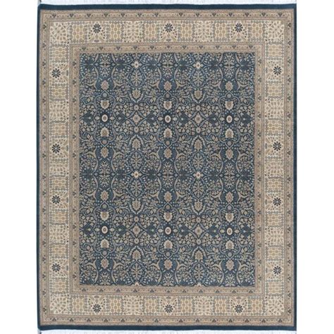 Bokara Rug Co Inc Tapis bleu et beige noué à la main de haute