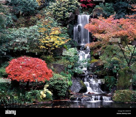 Japanese Garden Waterfall Stock Photo - Alamy