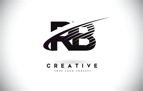 RB R B Letter Logo Design With Swoosh And Black Lines 5037078 Vector