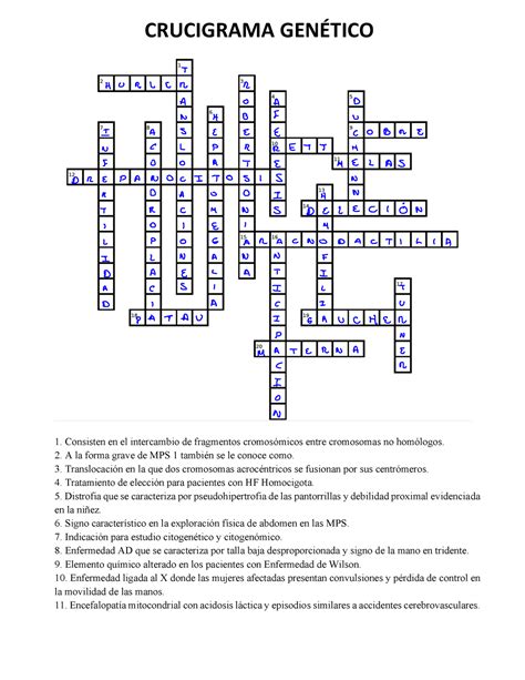 Crucigrama Genético CRUCIGRAMA GENÉTICO 1 Consisten en el