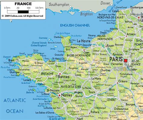 Map of northern France coast - Map of France northern coast (Western ...