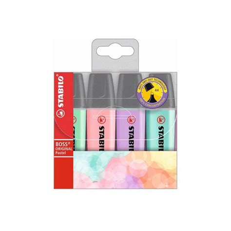 Marca Texto Stabilo Boss Pastel Kit C 4 Unid Oh Paper Papelaria