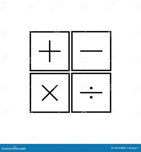 Icon Signs Of Addition Subtraction Multiplication Stock Illustration