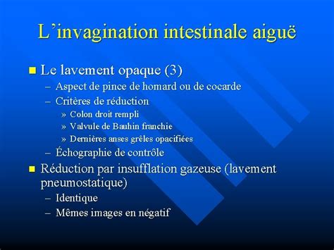 Les Urgences Chirurgicales Du Nourrisson Invagination Intestinale Aigu