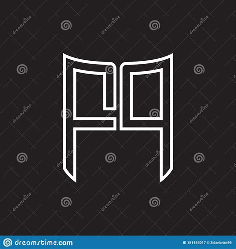 FP Logo Monogram With Ribbon Style Outline Design Template Stock Vector