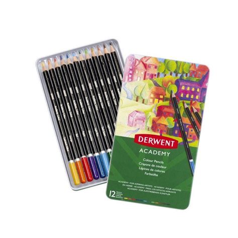 DERWENT ACADEMY Boîte métal 12 crayons couleur BCD