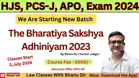 The Bharatiya Sakshya Adhiniyam 2023 Demo Class 1 Judiciary Classes