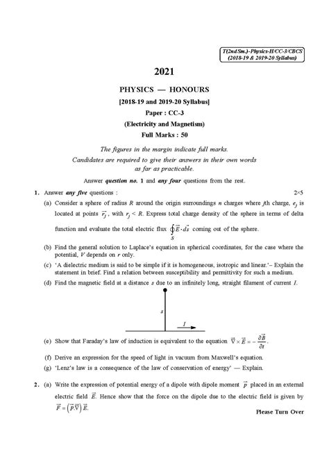 File Cu 2021 B Sc Honours Physics Semester Ii Paper Cc 3 Qp Pdf