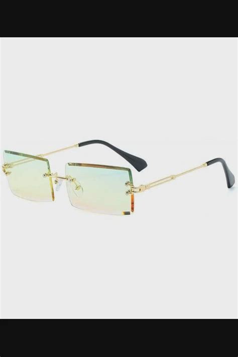 3827 Hip Hop Rimless Sunglasses Women Men Rectangular Sun Glasses Sunglass Streetwear