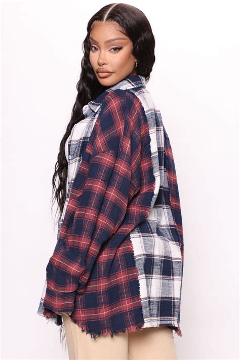 Start Over Colorblock Plaid Shirt Navy Combo Fashion Nova Shirts And Blouses Fashion Nova