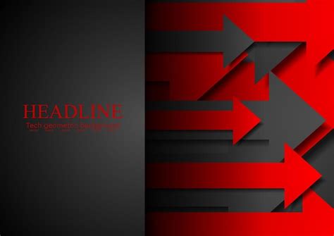 Premium Vector Red And Black Tech Abstract Background With Arrows