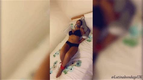 Latina In Red Leather Cuffs Hogtie And Tape Gagged Smaller Size Latina Bondage Clips Sale