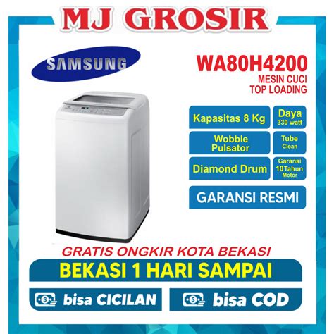 Jual MESIN CUCI 1 TABUNG SAMSUNG WA 80H4000 80H4200 TOP LOADING 8 KG