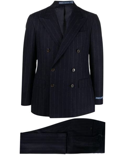 Polo Ralph Lauren Polo Double Breasted Pinstriped Suit In Blue For Men Lyst