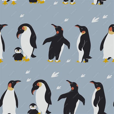 Premium Vector | Penguin pattern vector seamless texture