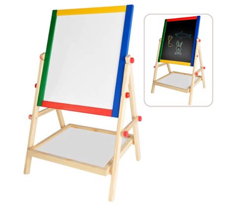 BOARD Tableau en bois double face avec craies marqueur et éponge au