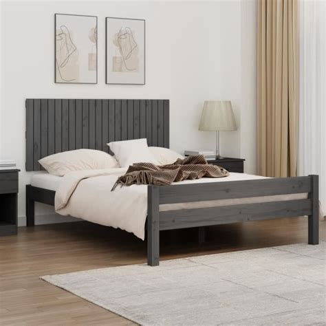 T Te De Lit Murale Gris Fydun X X Cm Bois Massif Classique