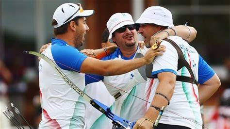 L R Mauro Nespoli Marco Galiazzo And Michele Frangilli Of Italy