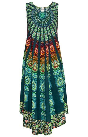 Viskose Kleid In Druck Petrol 283614 DW Shop