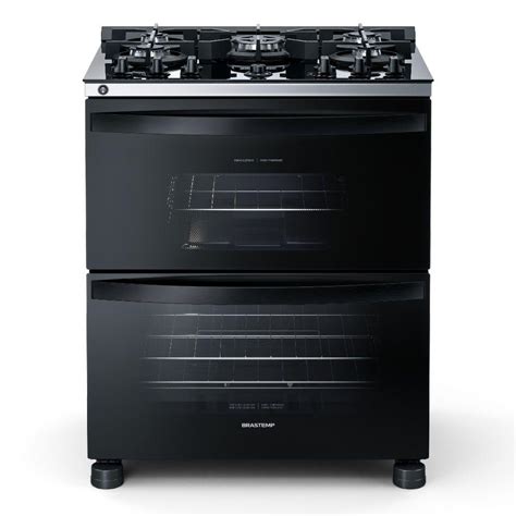 Fogão Brastemp 5 bocas Preto duplo forno mesa de vidro e turbo