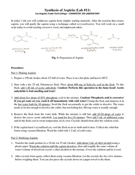 🌈 Synthesis of aspirin lab report answers. Aspirin Synthesis Lab Report. 2022-10-25