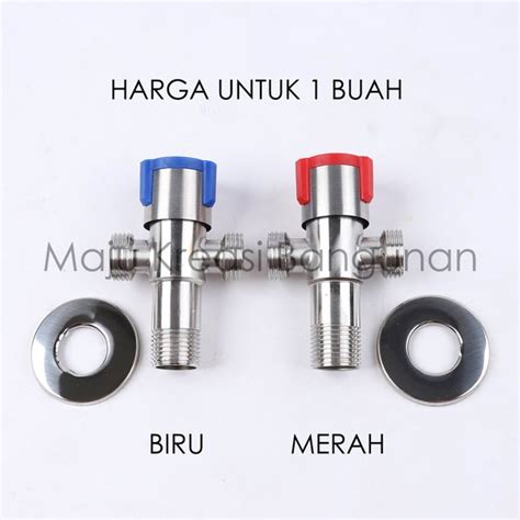 Jual Stop Kran Kloset Cabang Biru Merah Double Stainless Jet Shower