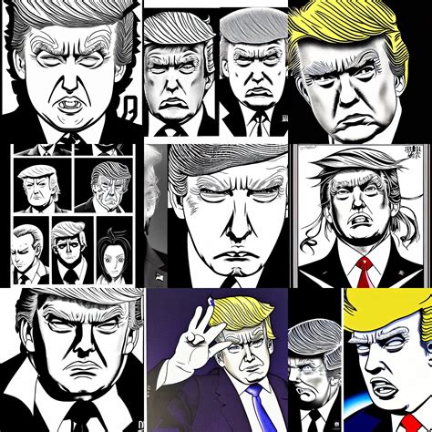 Pen And Ink Manga Portrait Donald Trump In The Style Stable Diffusion