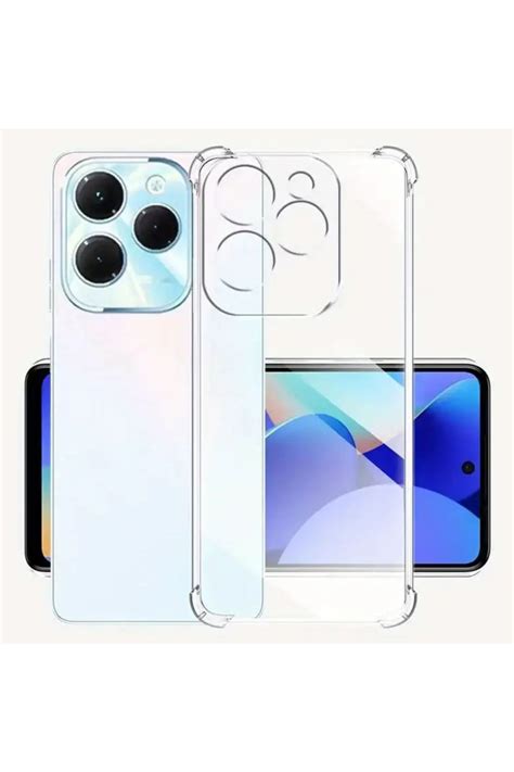 KZY İletişim İnfinix Hot 40 Pro ile Uyumlu Kamera Korumalı Airbag Antishock Köşe Korumalı Şeffaf