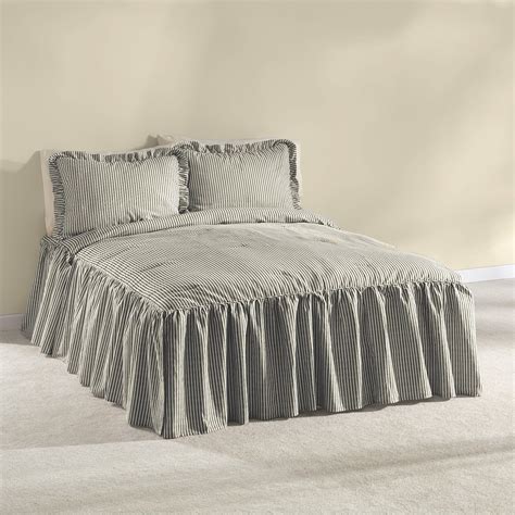 Ticking Stripe Ruffled Bedspread Ruffle Bedspread Ticking Stripe